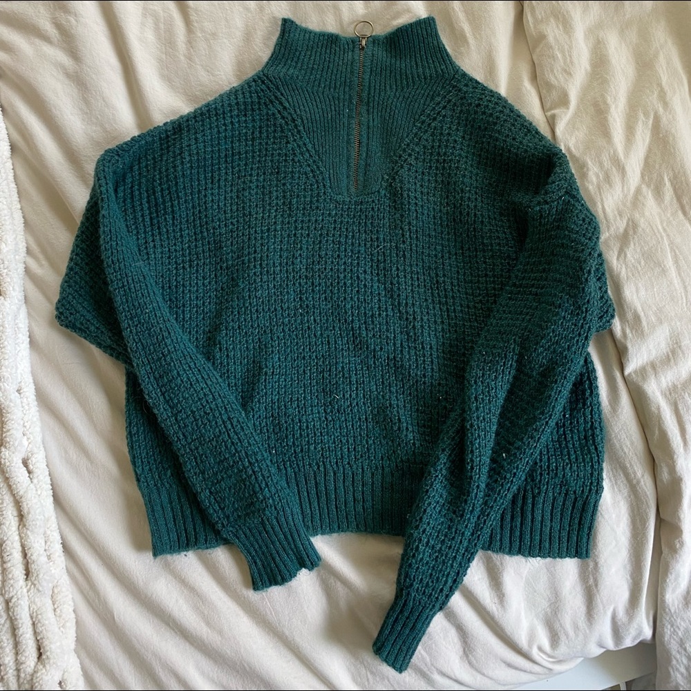 american eagle waffle knit quarter zip